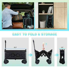 Amkurozo collapsible wagon features one pull folding for tool free setup.