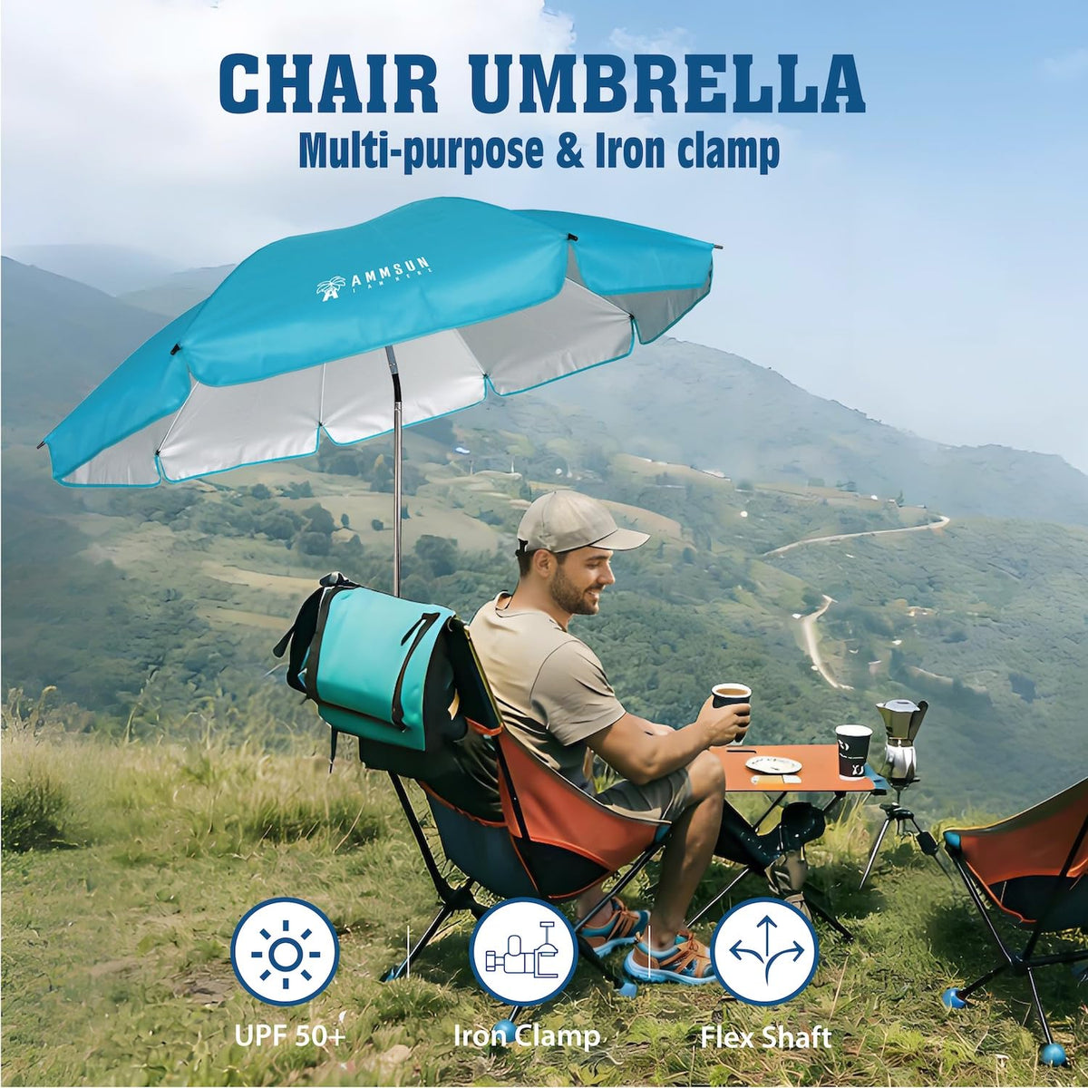 AMMSUN UPF50+ canopy blocks most sun rays for comfort.