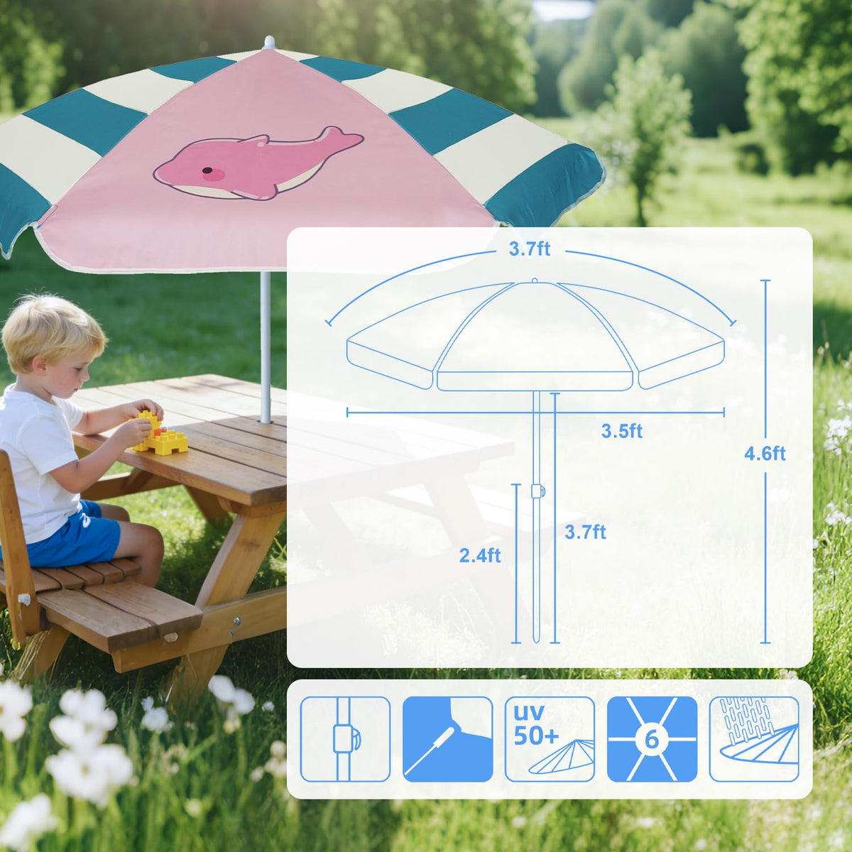 AMMSUN fits most kids tables for quick setup.