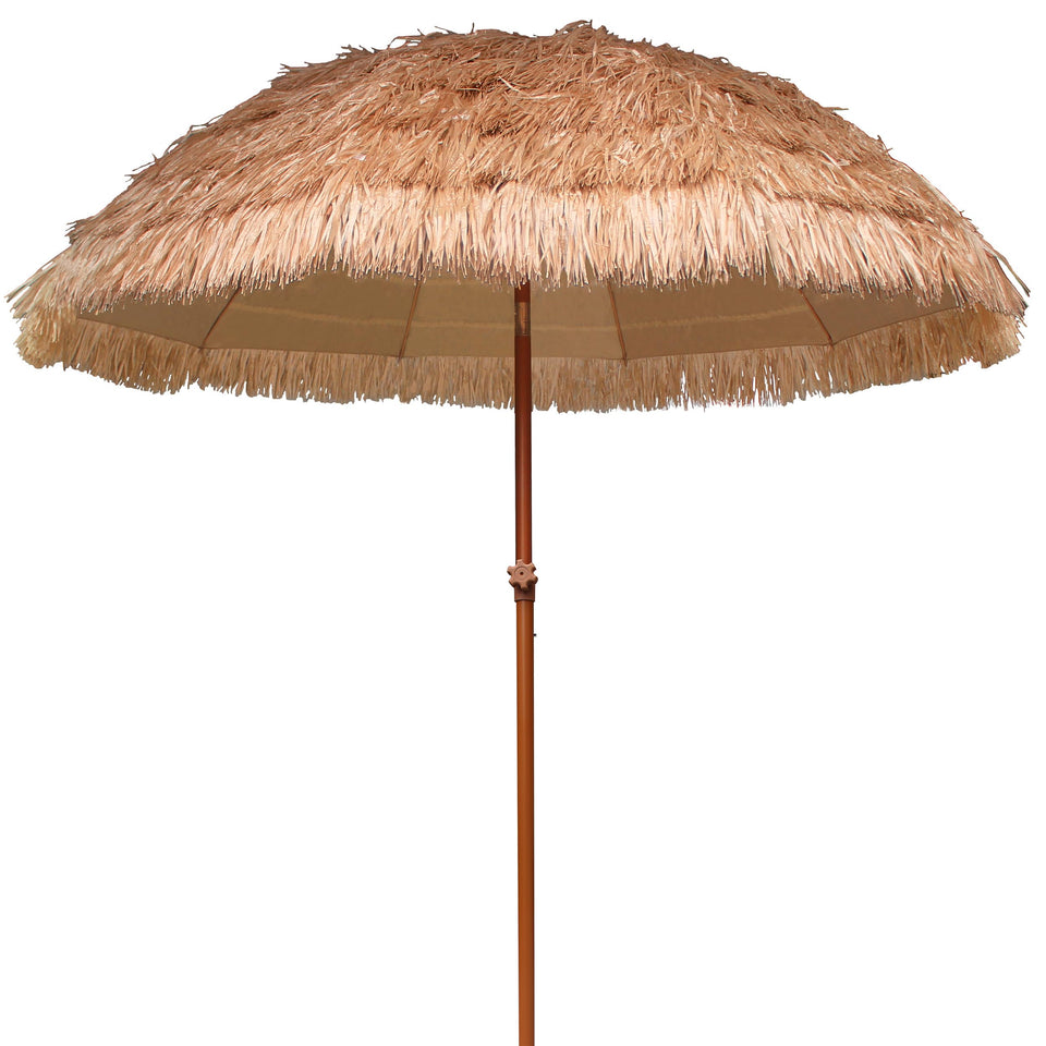 AMMSUN 7.5ft hula thatched tiki umbrella frame provides sturdy shade for patios