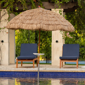 AMMSUN 7.5ft hula thatched tiki umbrella tropical ambiance at outdoor space