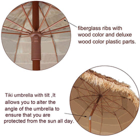 AMMSUN 7.5ft hula thatched tiki umbrella UPF 50+ protection blocks UV rays