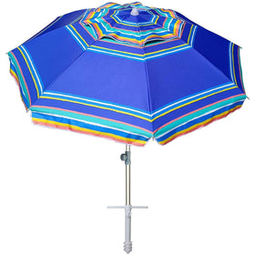 AMMSUN 7ft beach umbrella with sturdy frame for shaded comfort on the sand.