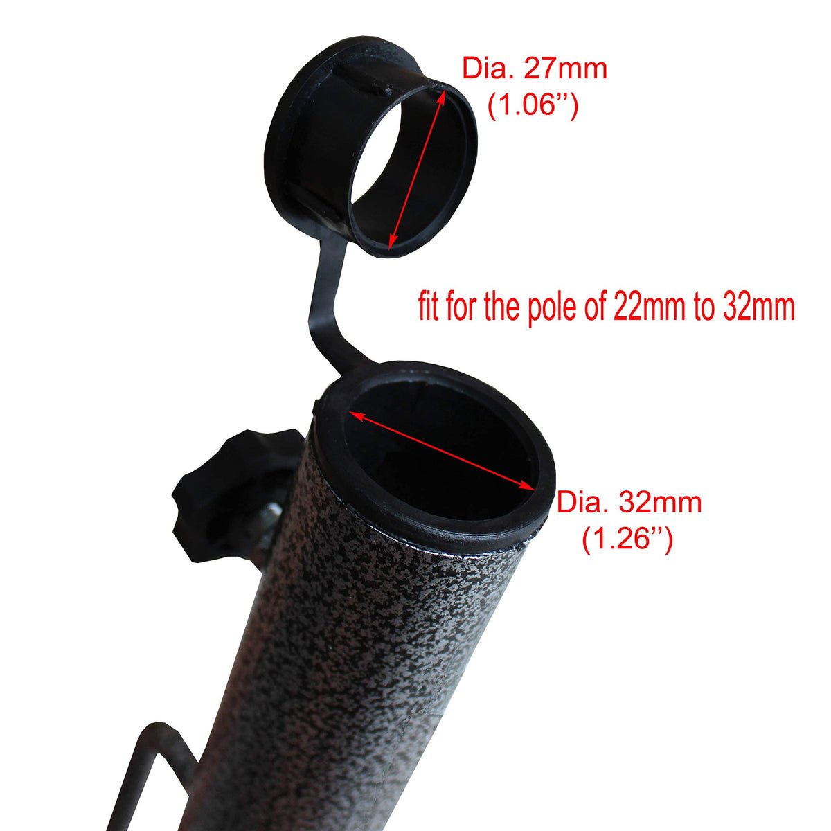 AMMSUN adjustable tube fits poles 27–40 mm for versatility.