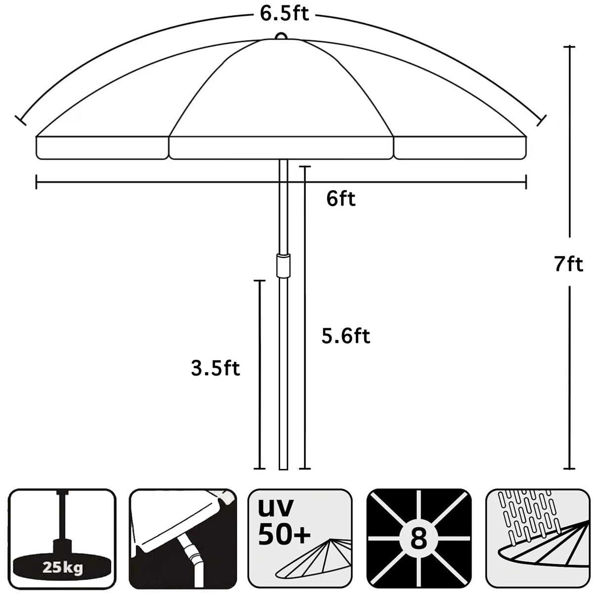 AMMSUN backyard setup showing versatile navy umbrella placement.