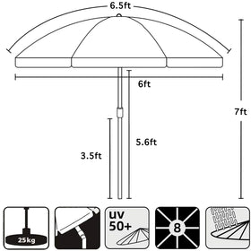 AMMSUN backyard setup showing versatile navy umbrella placement.