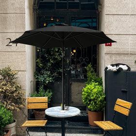 AMMSUN umbrella shown without base, compatible with weighted bases or table mounting.
