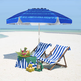 AMMSUN blue umbrella set supports outdoor leisure activities.