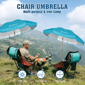 AMMSUN canopy provides UPF50+ protection with wide sun coverage.