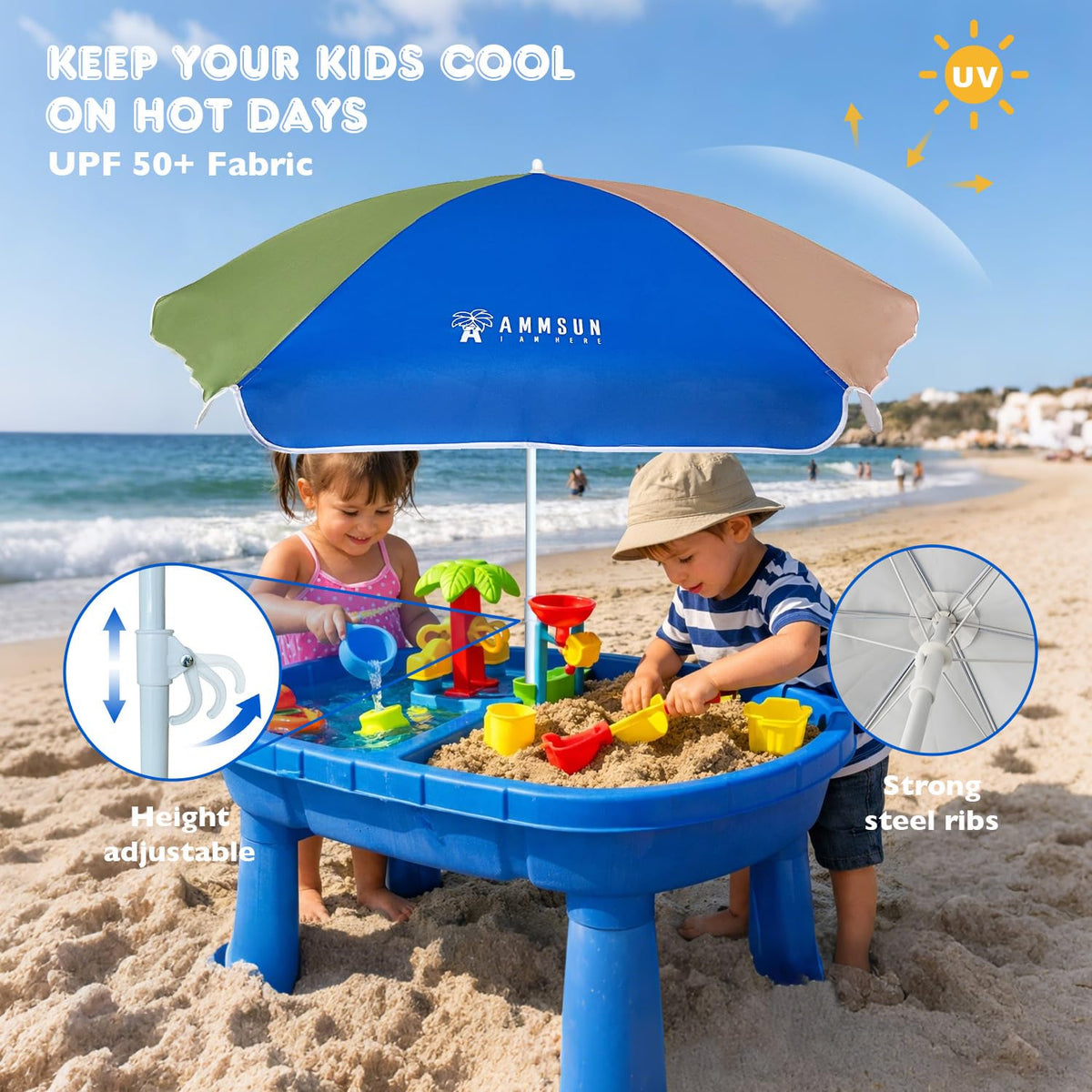 AMMSUN concealed beads ensure safer use during setup.