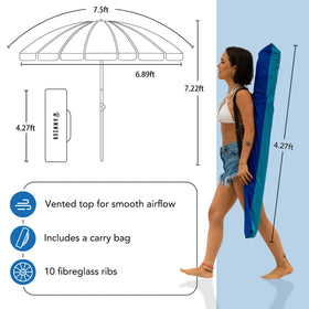 AMMSUN durable pole and ribs resist bending in gusts.