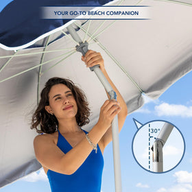 Sand anchor twist design delivers deep hold on windy beaches.