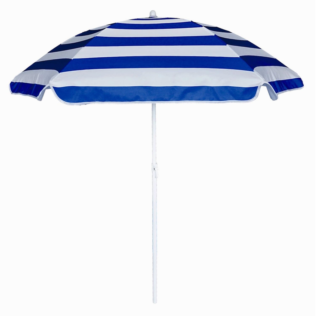 AMMSUN 5ft seaside umbrella with blue-white canopy shading a kid's outdoor play table.