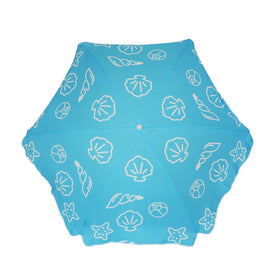 AMMSUN Seaside umbrella provides shade over a water table during playtime.