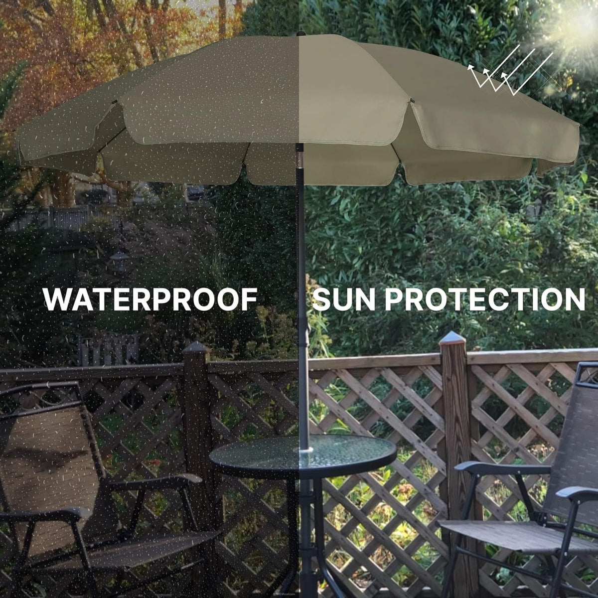 AMMSUN steel pole and eight ribs deliver sturdy outdoor support