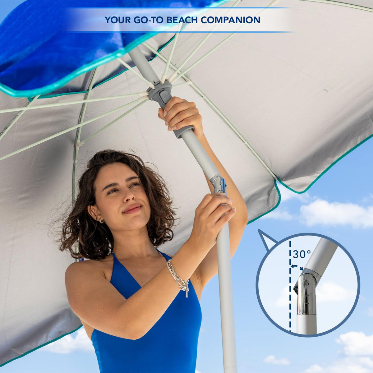 AMMSUN two-way tilt enables easy shade adjustment without moving the umbrella.