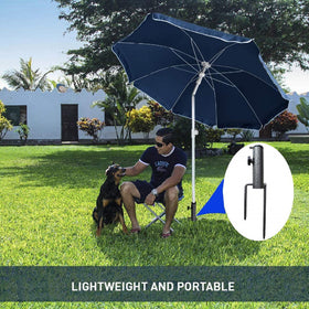 AMMSUN umbrella base provides ground stability on grass and soil.