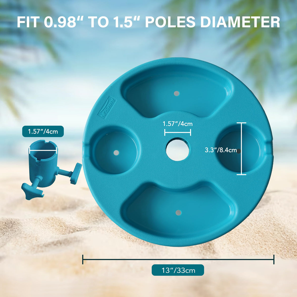 AMMSUN 13-inch teal table offers compact surface for drinks and bites