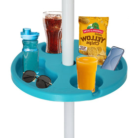 AMMSUN umbrella table with drink holders provides convenient refreshment access at the beach