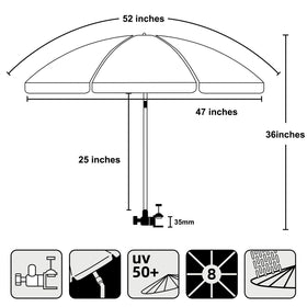 AMMSUN XL Chair Umbrella durable 8 steel ribs withstand wind