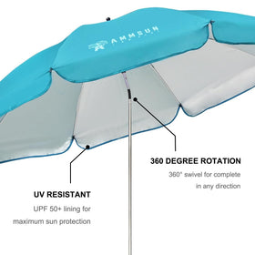 AMMSUN XL Chair Umbrella with eight steel ribs ensures sturdy wind resistance.