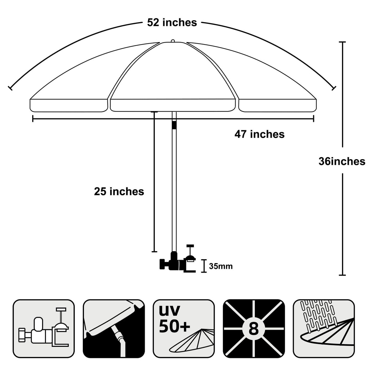 AMMSUN XL Chair Umbrella portable carry bag for easy transport