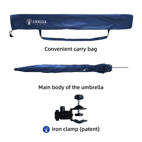 AMMSUN XL Chair Umbrella universal clamp works on chairs, strollers, and wheelchairs