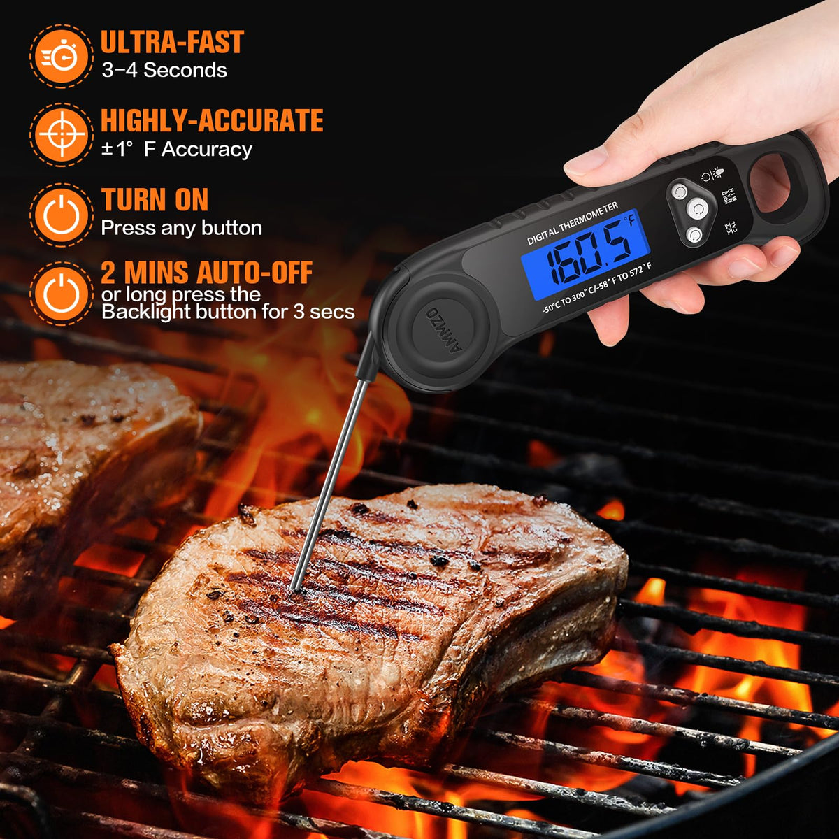 AMMZO digital display offers clear readings in any lighting.