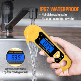 AMMZO Retractable Probe thermometer for safe handling and compact storage