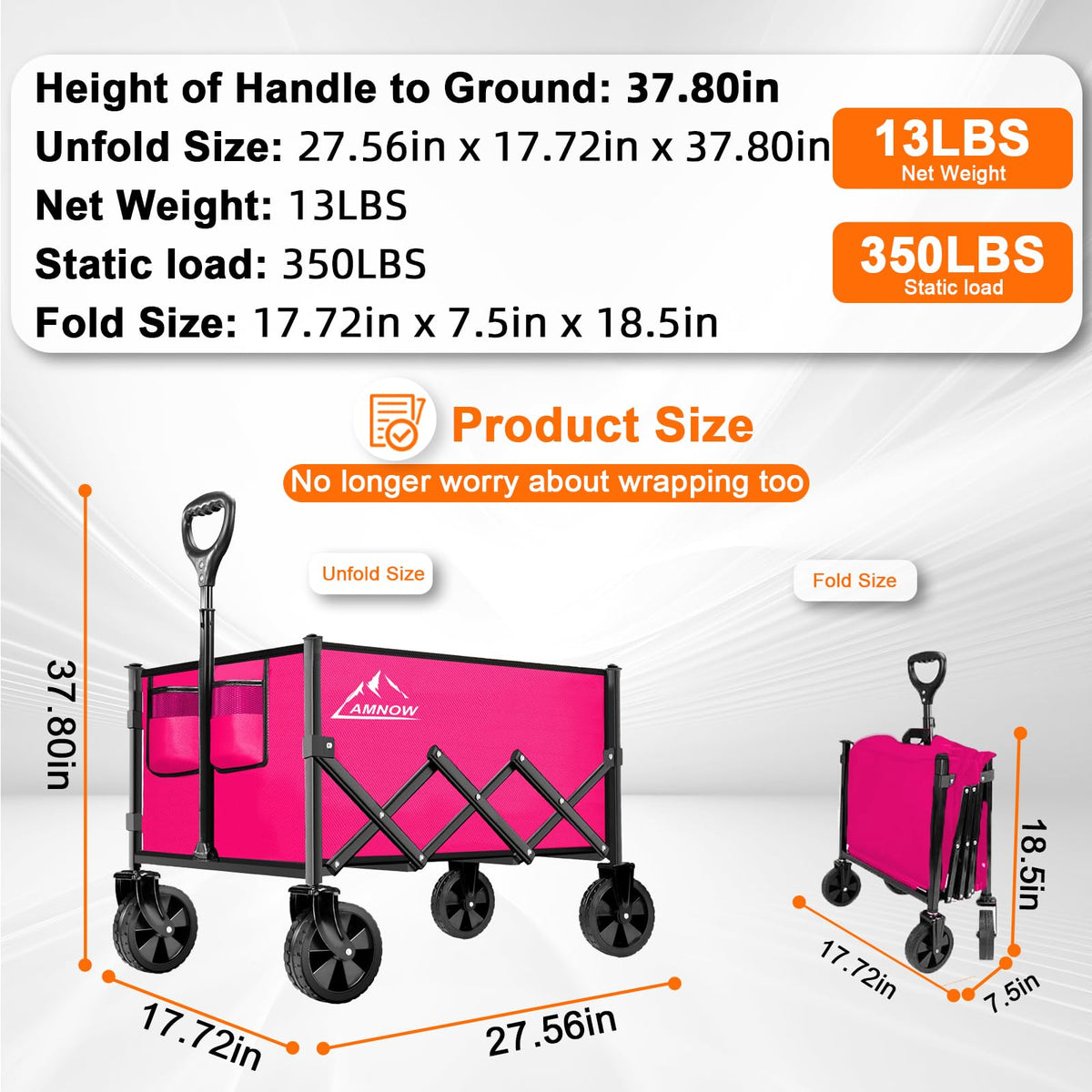 AMNOW all-terrain wheels roll smoothly on grass and pavement.