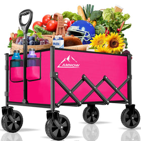 AMNOW collapsible wagon with 350 lbs capacity for outdoor groceries and gear.