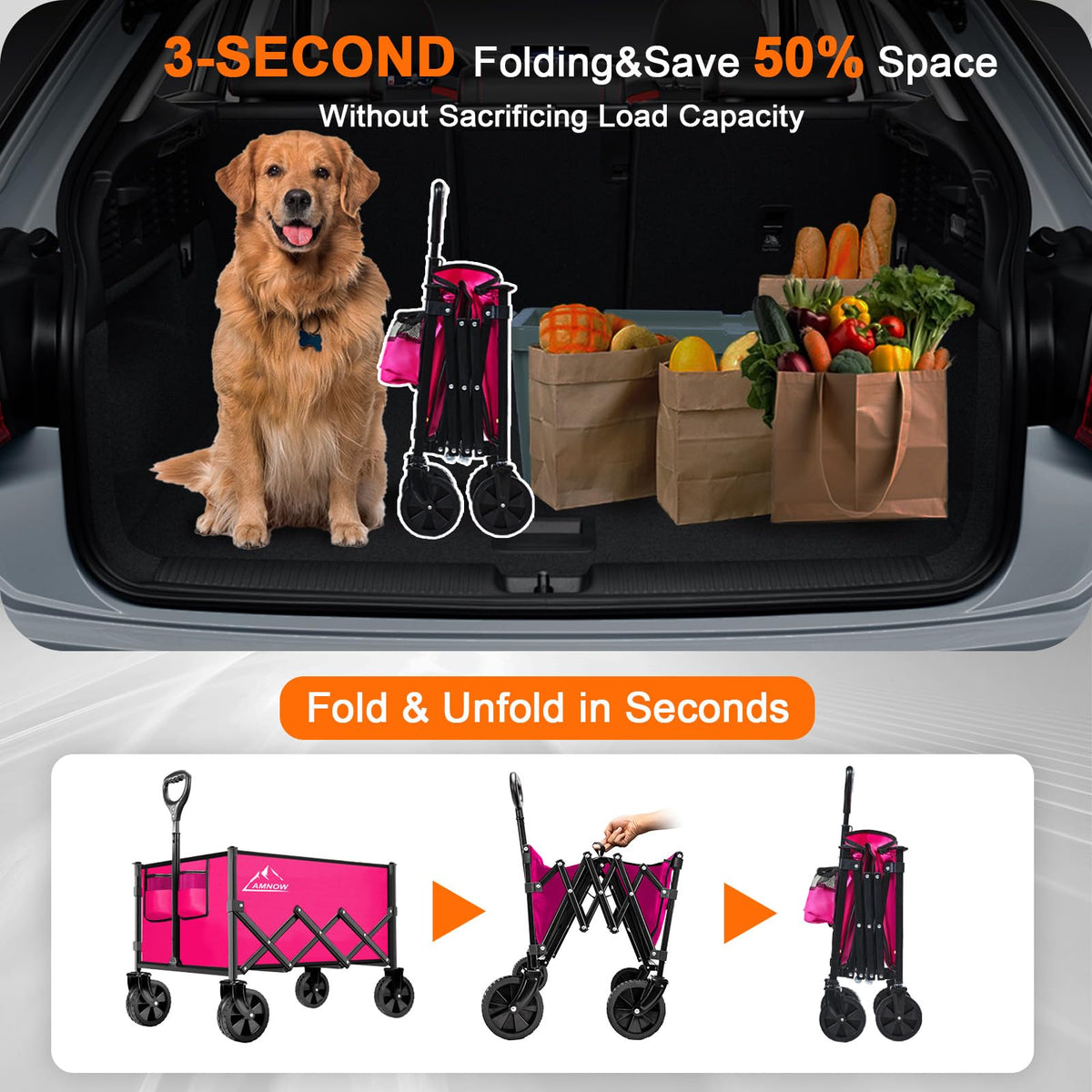 AMNOW removable wheels simplify cleaning and post-use storage.