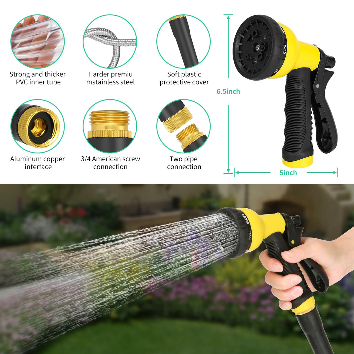 AMOOX lightweight hose that is easy to maneuver and store.