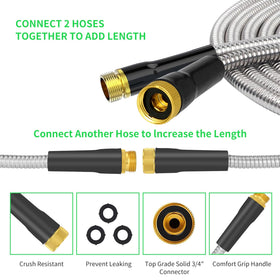 AMOOX lightweight steel hose coiled for easy storage