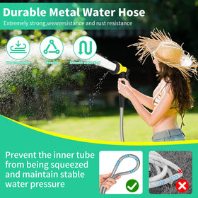 AMOOX multi-use, puncture-resistant hose suitable for gardens and vehicles.