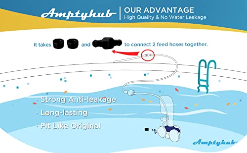 Amptyhub hose swivel install close-up demonstrates quick swaps for pool cleaners.