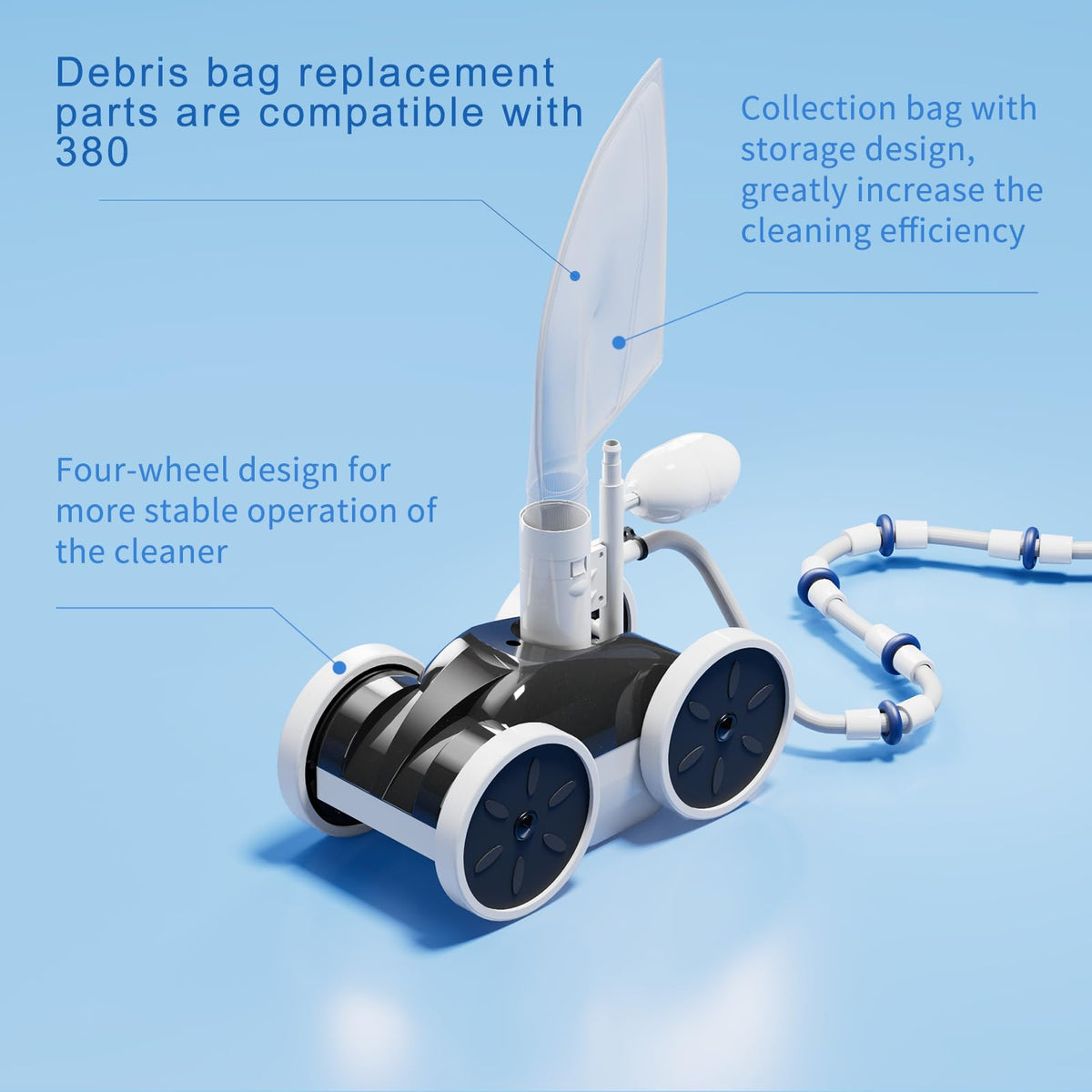 Amptyhub upgrade pool sweeper debris bag area for easy disposal