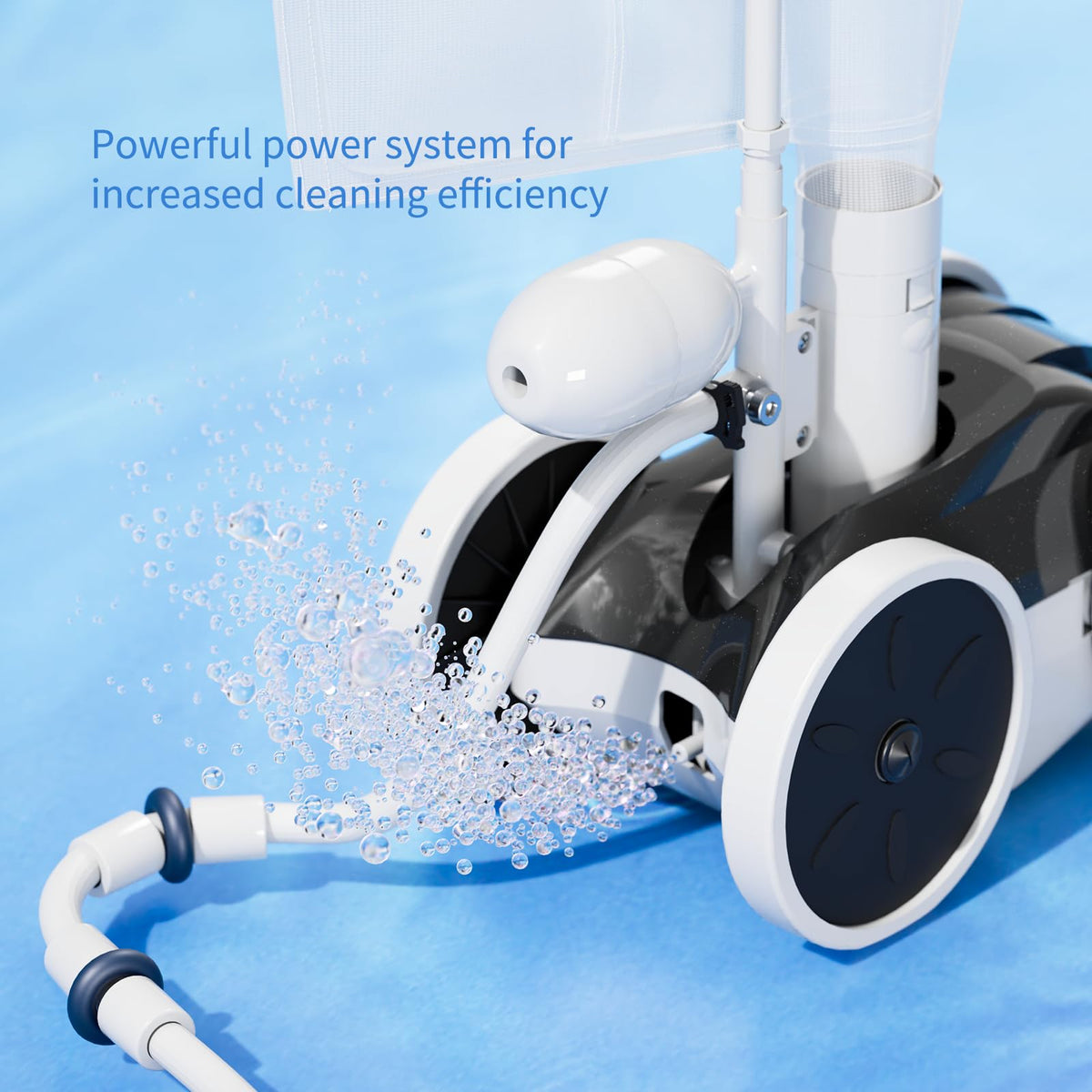 Amptyhub upgrade pool sweeper in use cleaning an in-ground pool efficiently