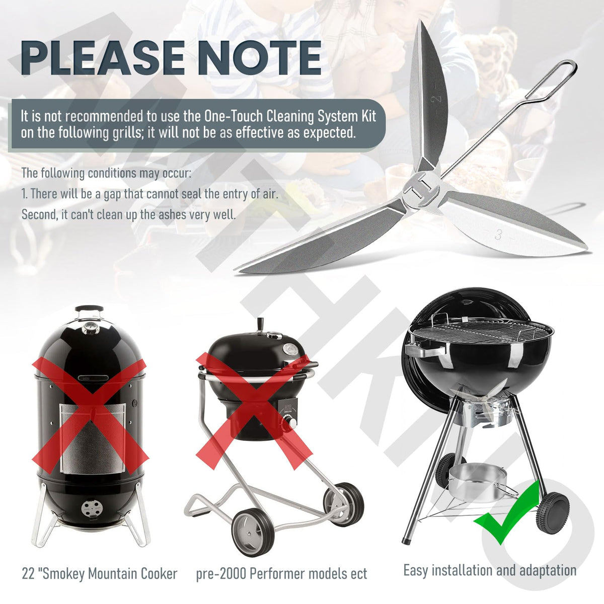 AMTHKNO compatibility note for Weber 22-inch kettle models with One-Touch.