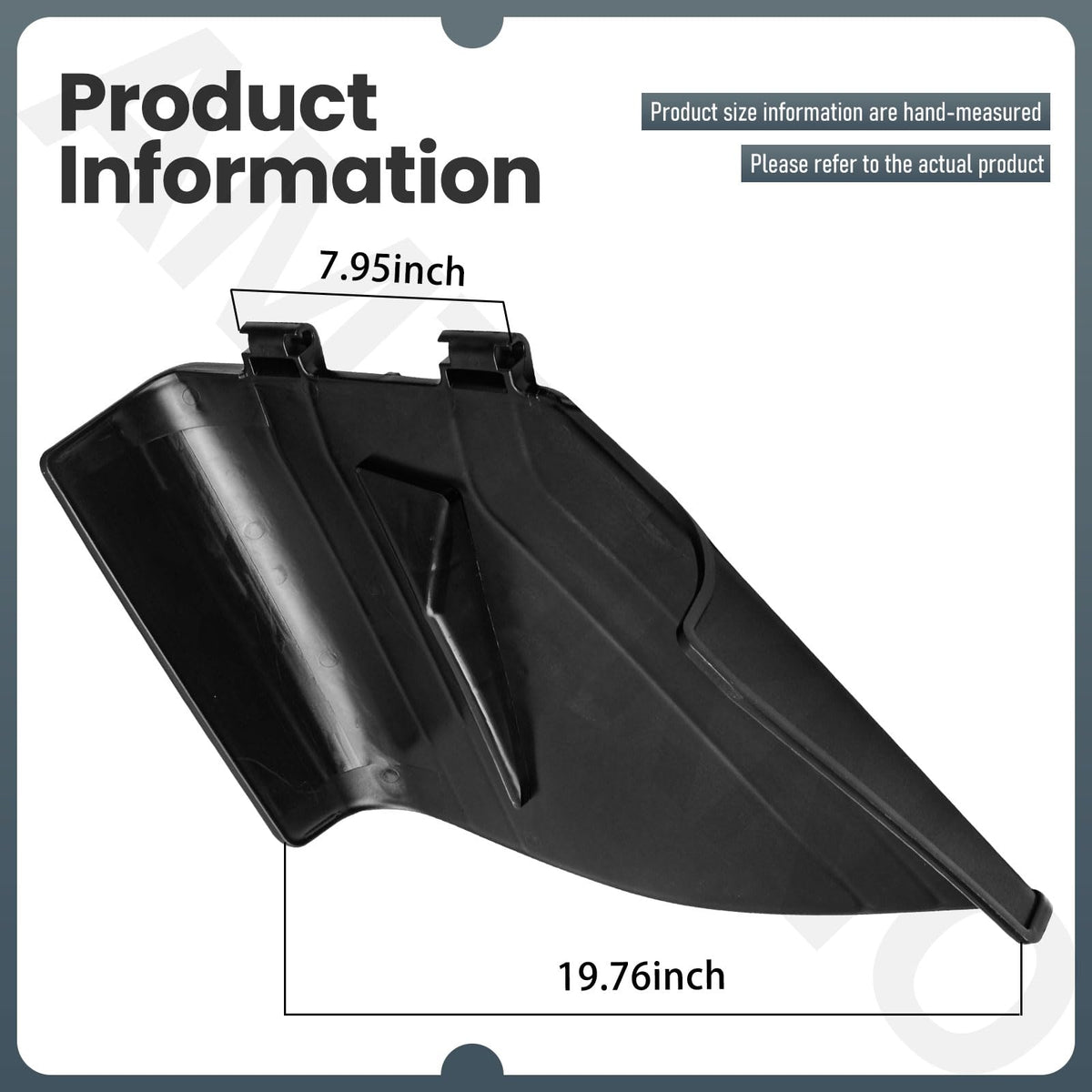 AMTHKNO deflector chute side view shows sturdy mounting and debris guidance