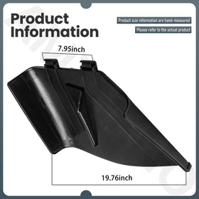 AMTHKNO deflector chute side view shows sturdy mounting and debris guidance