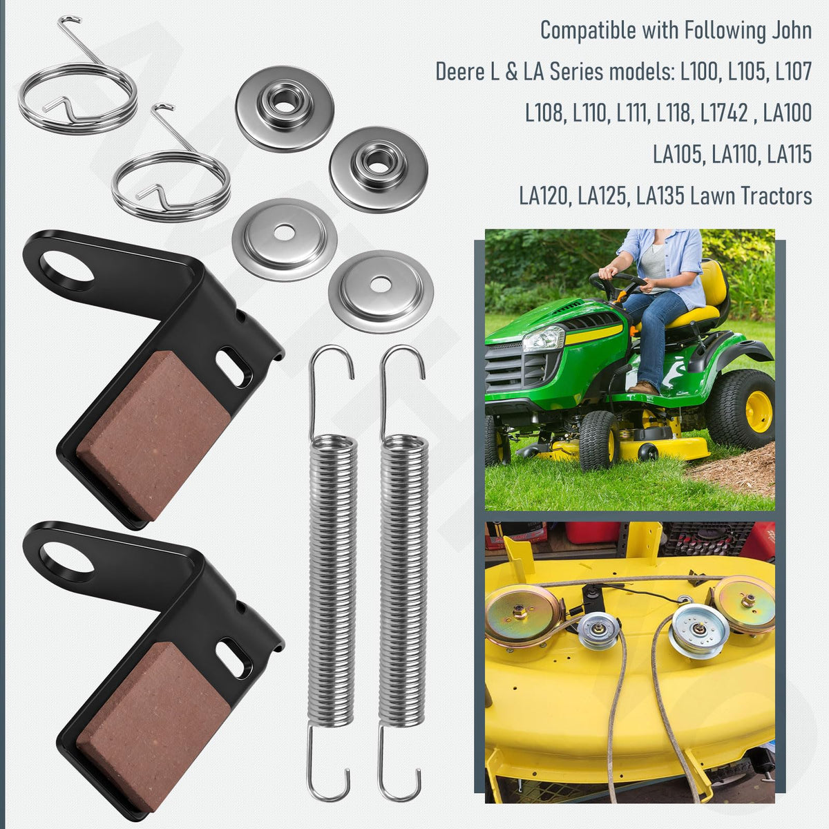 AMTHKNO full kit includes pads, retainers, springs, and bushings for replacement