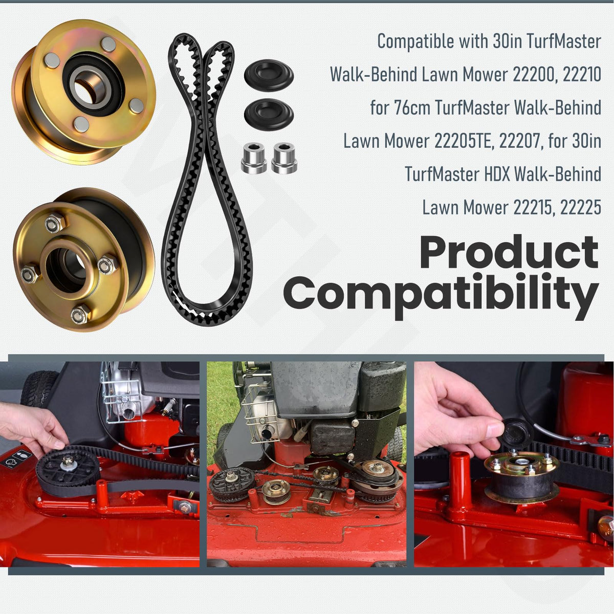 AMTHKNO TimeMaster 30 inch deck compatibility image showing broad model support