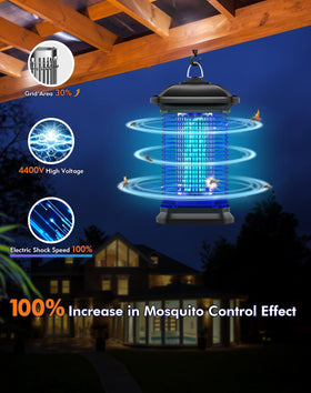 AMUFER Bug Zapper 18W blue-violet bulb draws mosquitoes and flies for quick trapping.