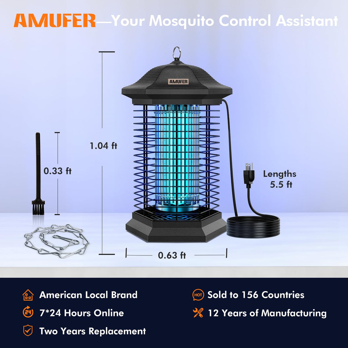 AMUFER Bug Zapper long 5.5 ft cord for flexible placement