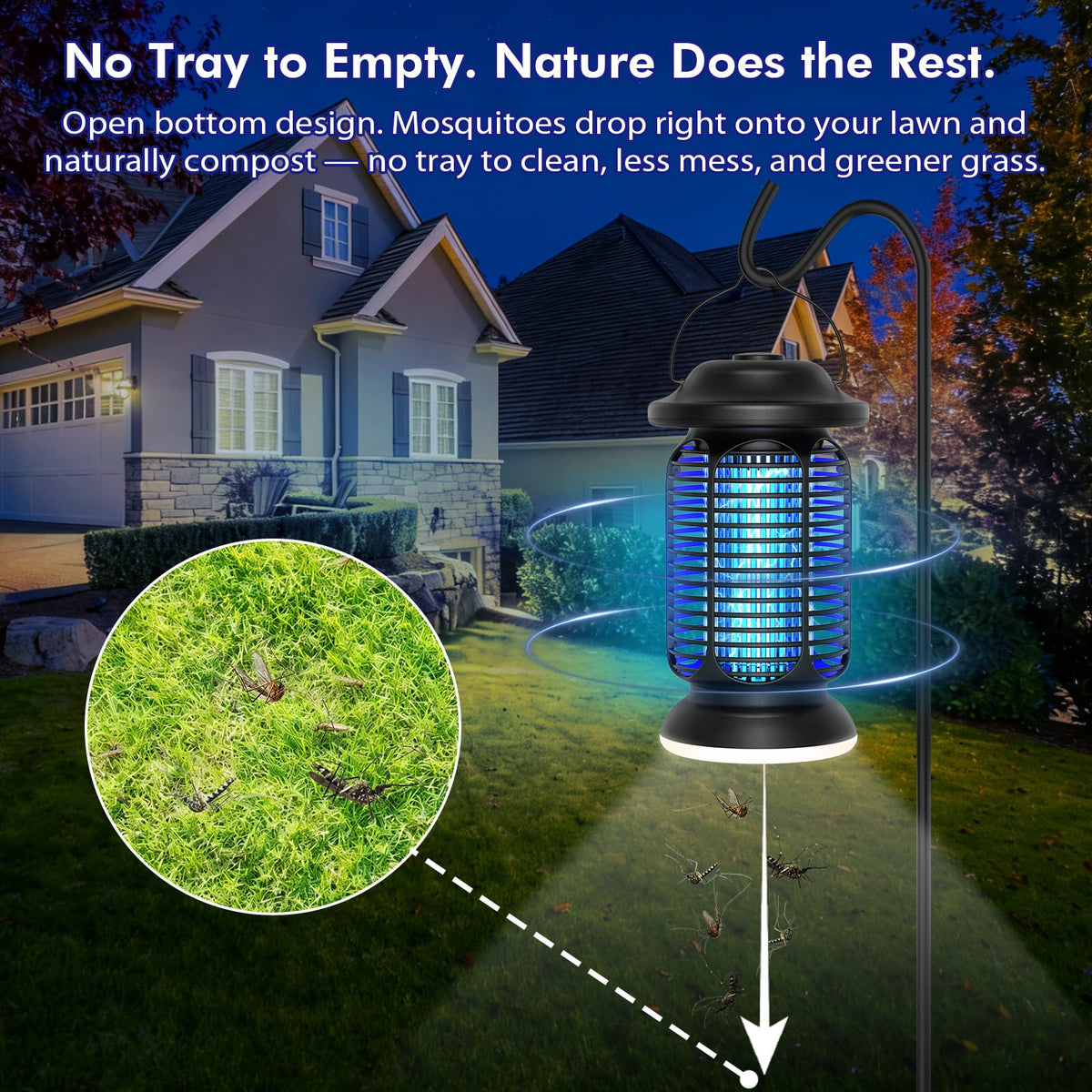 AMUFER Bug Zapper with half-acre coverage helps reduce mosquitoes around outdoor seating