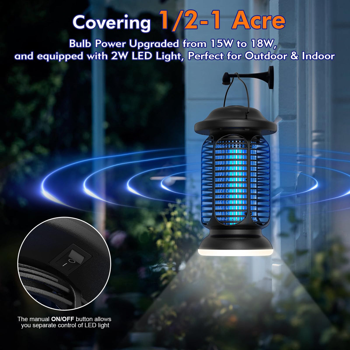 AMUFER Bug Zapper EPA-certified unit ensures reliable, long-lasting outdoor use