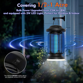 AMUFER Bug Zapper EPA-certified unit ensures reliable, long-lasting outdoor use