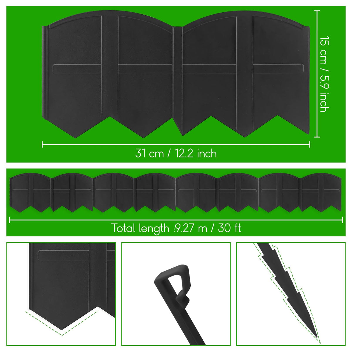 AMURS 12.16 x 5.9 inch edging pieces suit versatile lawn edges.