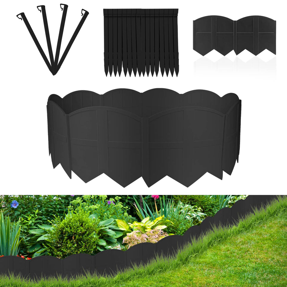 AMURS 20ft black garden edging border in a lush lawn